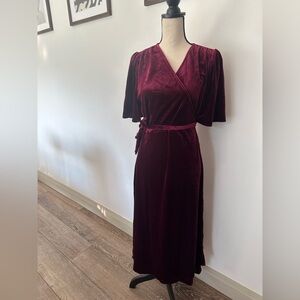 CupShe Red Velvet Wrap Dress L NWT midi  length